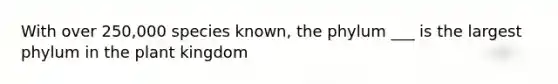 With over 250,000 species known, the phylum ___ is the largest phylum in the plant kingdom