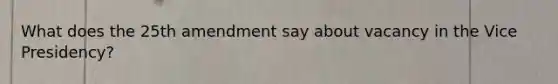 What does the 25th amendment say about vacancy in the Vice Presidency?