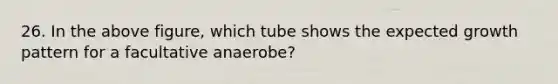 26. In the above figure, which tube shows the expected growth pattern for a facultative anaerobe?