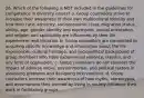 26. Which of the following is NOT included in the guidelines for competence in diversity issues? a. Group counselors strive to increase their awareness of their own multicultural identity and how their race, ethnicity, socioeconomic class, migration status, ability, age, gender identity and expression, sexual orientation, and religion and spirituality are influenced by their life experiences and histories. b. Group counselors are committed to acquiring specific knowledge and information about the life experiences, cultural heritage, and sociopolitical background of group members who have experienced violence, trauma, and any form of oppression. c. Group counselors do not consider the impact of adverse social, environmental, and political factors in assessing problems and designing interventions. d. Group counselors increase their awareness of how myths, stereotypes, and assumptions they learned by living in society influence their work in facilitating groups.