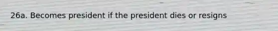 26a. Becomes president if the president dies or resigns