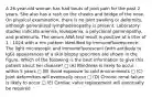 A 26-year-old woman has had bouts of joint pain for the past 2 years. She also has a rash on the cheeks and bridge of the nose. On physical examination, there is no joint swelling or deformity, although generalized lymphadenopathy is present. Laboratory studies indicate anemia, leukopenia, a polyclonal gammopathy, and proteinuria. The serum ANA test result is positive at a titer of 1 : 1024 with a rim pattern identified by immunofluorescence. The light microscopic and immunofluorescent (with antibody to IgG) appearances of a skin biopsy specimen are shown in the figure. Which of the following is the best information to give this patient about her disease? □ (A) Blindness is likely to occur within 5 years □ (B) Avoid exposure to cold environments □ (C) Joint deformities will eventually occur □ (D) Chronic renal failure is likely to occur □ (E) Cardiac valve replacement will eventually be required