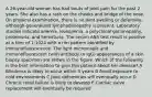 A 26-year-old woman has had bouts of joint pain for the past 2 years. She also has a rash on the cheeks and bridge of the nose. On physical examination, there is no joint swelling or deformity, although generalized lymphadenopathy is present. Laboratory studies indicate anemia, leukopenia, a polyclonal gammopathy, proteinuria, and hematuria. The serum ANA test result is positive at a titer of 1:1024 with a rim pattern identified by immunofluorescence. The light microscopic and immunofluorescent (with antibody to IgG) appearances of a skin biopsy specimen are shown in the figure. Which of the following is the best information to give this patient about her disease? A Blindness is likely to occur within 5 years B Avoid exposure to cold environments C Joint deformities will eventually occur D Chronic renal failure is likely to develop E Cardiac valve replacement will eventually be required