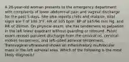 A 26-year-old woman presents to the emergency department with complaints of lower abdominal pain and vaginal discharge for the past 5 days. She also reports chills and malaise. Vital signs are T of 100.3°F, HR of 105 bpm, BP of 145/94 mm Hg, and RR of 20/min. On physical exam, she has tenderness to palpation in the left lower quadrant without guarding or rebound. Pelvic exam reveals purulent discharge from the cervical os, cervical motion tenderness, and left-sided adnexal tenderness. Transvaginal ultrasound shows an inflammatory multilocular mass in the left adnexal area. Which of the following is the most likely diagnosis?