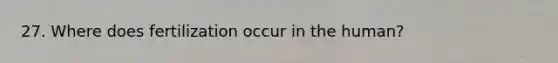27. Where does fertilization occur in the human?