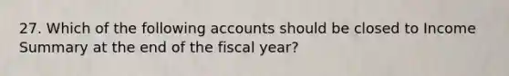 27. Which of the following accounts should be closed to Income Summary at the end of the fiscal year?