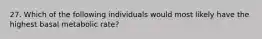 27. Which of the following individuals would most likely have the highest basal metabolic rate?