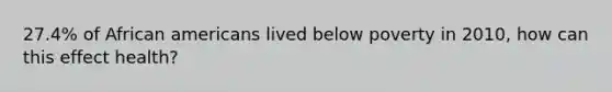 27.4% of African americans lived below poverty in 2010, how can this effect health?