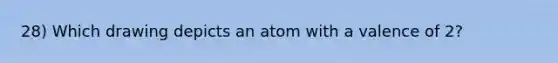 28) Which drawing depicts an atom with a valence of 2?