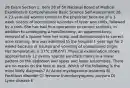 28 Exam Section 1: Item 28 of 50 National Board of Medical Examiners® Comprehensive Basic Science Self-Assessment 28. A 23-year-old woman comes to the physician because of a 1-week history of intermittent episodes of fever and chills, followed by a rash. She has had four operations to correct scoliosis, in addition to undergoing a tonsillectomy, an appendectomy, removal of a lipoma from her scalp, and dermabrasion to correct acne scarring. She was admitted to the hospital 1 year ago for 2 weeks because of nausea and vomiting of unexplained origin. Her temperature is 37°C (98.6°F). Physical examination shows approximately 12 evenly spaced punctate marks in a linear pattern on the abdomen and upper and lower extremities. There are no marks on the face or back. Which of the following is the most likely diagnosis? A) Acute myelogenous leukemia B) Factitious disorder C) Immune thrombocytopenic purpura D) Lyme disease E