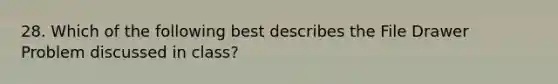 28. Which of the following best describes the File Drawer Problem discussed in class?