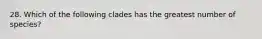 28. Which of the following clades has the greatest number of species?