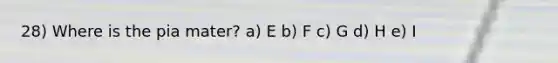 28) Where is the pia mater? a) E b) F c) G d) H e) I