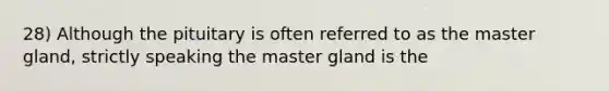 28) Although the pituitary is often referred to as the master gland, strictly speaking the master gland is the