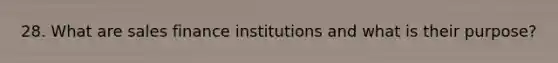 28. What are sales finance institutions and what is their purpose?