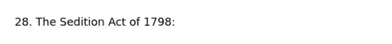 28. The Sedition Act of 1798: