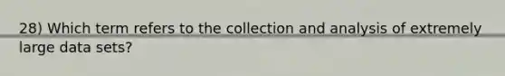 28) Which term refers to the collection and analysis of extremely large data sets?