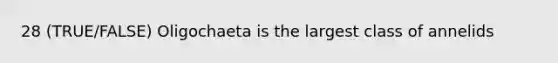 28 (TRUE/FALSE) Oligochaeta is the largest class of annelids
