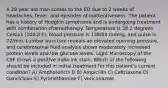 A 28 year old man comes to the ED due to 2 weeks of headaches, fever, and episodes of inattentiveness. The patient has a history of Hodgkin Lymphoma and is undergoing treatment with combination chemotherapy. Temperature is 38.2 degrees Celsius (100.8 F), blood pressure is 138/84 mmHg, and pulse is 72/min. Lumbar puncture reveals an elevated opening pressure, and cerebrospinal fluid analysis shows moderately increased protein levels and low glucose levels. Light Microscopy of the CSF shows a positive India ink stain. Which of the following should be included in initial treatment for this patient's current condition? A) Amphotericin B B) Ampicillin C) Ceftriaxone D) Ganciclovir E) Pyrimethamine F) Voriconazole