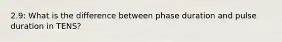 2.9: What is the difference between phase duration and pulse duration in TENS?