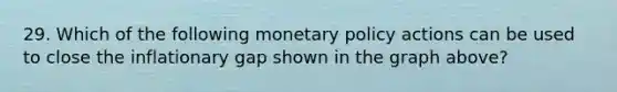 29. Which of the following monetary policy actions can be used to close the inflationary gap shown in the graph above?