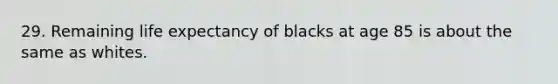 29. Remaining life expectancy of blacks at age 85 is about the same as whites.