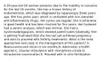 A 29-year-old G0 woman presents due to the inability to conceive for the last 18 months. She has a known history of endometriosis, which was diagnosed by laparoscopy three years ago. She has pelvic pain, which is controlled with non-steroidal anti-inflammatory drugs. Her cycles are regular. She is otherwise in good health and has been married for five years. Her husband had a semen analysis, which was normal. She had a hysterosalpingogram, which showed patent tubes bilaterally. She is getting frustrated that she has not yet achieved pregnancy and asks to proceed with fertility treatments. What is the most appropriate next step in the management of this patient? A. Reassurance and return in six months B. Administer a GnRH agonist C. Ovarian stimulation with clomiphene citrate D. Intrauterine insemination E. Proceed with in vitro fertilization