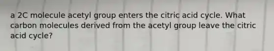 a 2C molecule acetyl group enters the citric acid cycle. What carbon molecules derived from the acetyl group leave the citric acid cycle?