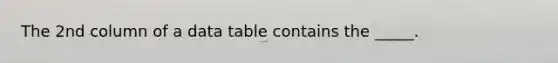 The 2nd column of a data table contains the _____.