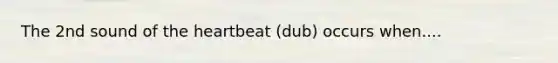 The 2nd sound of the heartbeat (dub) occurs when....