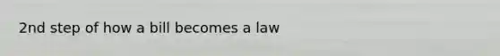 2nd step of <a href='https://www.questionai.com/knowledge/k7AV00XbqE-how-a-bill-becomes-a-law' class='anchor-knowledge'>how a bill becomes a law</a>