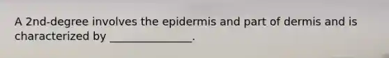 A 2nd-degree involves the epidermis and part of dermis and is characterized by _______________.