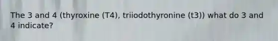 The 3 and 4 (thyroxine (T4), triiodothyronine (t3)) what do 3 and 4 indicate?