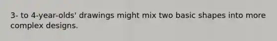 3- to 4-year-olds' drawings might mix two basic shapes into more complex designs.
