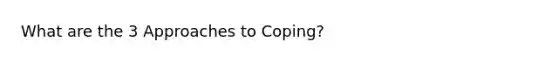 What are the 3 Approaches to Coping?