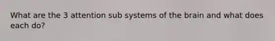 What are the 3 attention sub systems of the brain and what does each do?