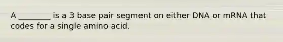 A ________ is a 3 base pair segment on either DNA or mRNA that codes for a single amino acid.