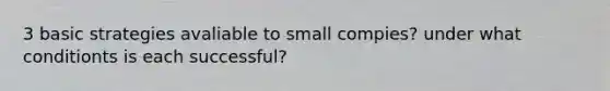 3 basic strategies avaliable to small compies? under what conditionts is each successful?