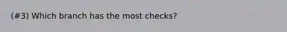 (#3) Which branch has the most checks?