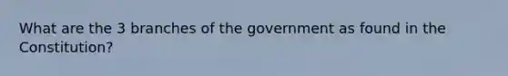 What are the 3 branches of the government as found in the Constitution?