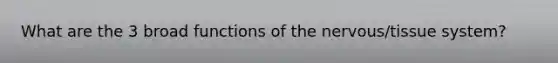 What are the 3 broad functions of the nervous/tissue system?