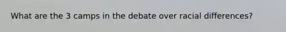 What are the 3 camps in the debate over racial differences?