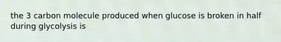 the 3 carbon molecule produced when glucose is broken in half during glycolysis is