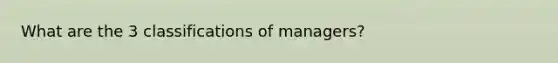 What are the 3 classifications of managers?