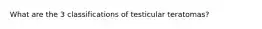 What are the 3 classifications of testicular teratomas?