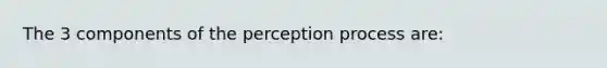 The 3 components of the perception process are: