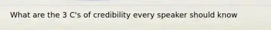 What are the 3 C's of credibility every speaker should know