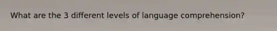 What are the 3 different levels of language comprehension?