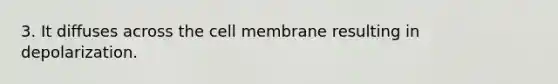 3. It diffuses across the cell membrane resulting in depolarization.