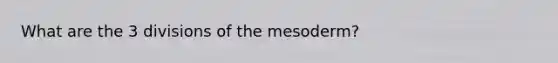 What are the 3 divisions of the mesoderm?